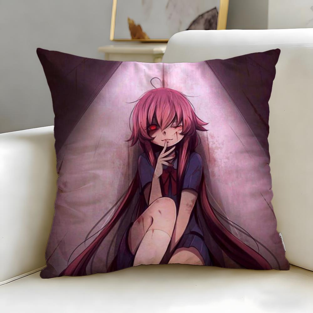Классическая аниме-подушка Mirai Nikki Чехол для подушки Мягкий Легко стирающийся Чехол для подушки Универсальный для дивана, кровати, путешествий и офиса