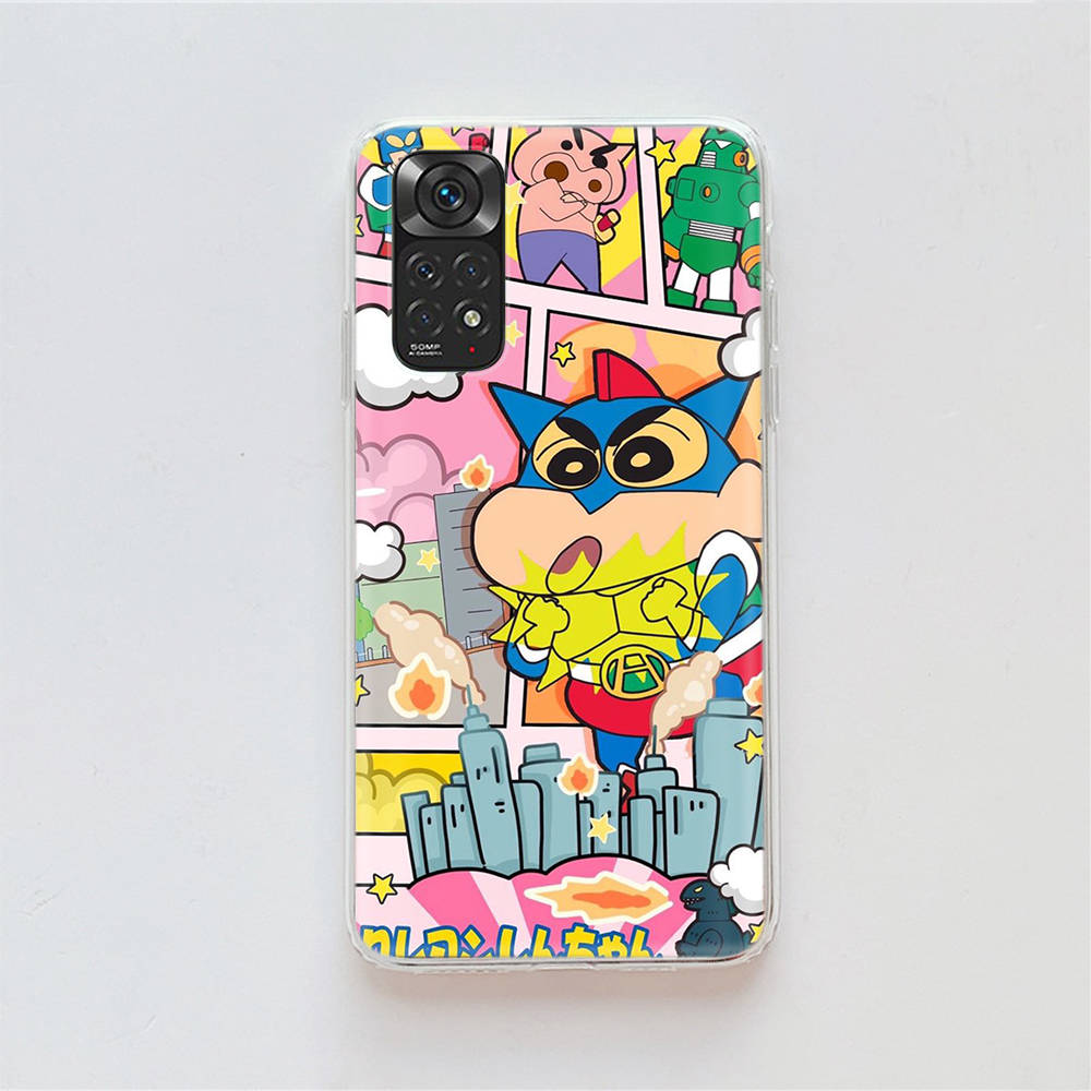 Чехол DT43 Crayon Shin Chan для Samsung A04 A14 A23 A34 A54 M23 M33 M52 M53 Realme 10 9 C30S C35 C55 VIVO Y02S Y21 Y33S Y51 X80 Pro Прозрачная крышка