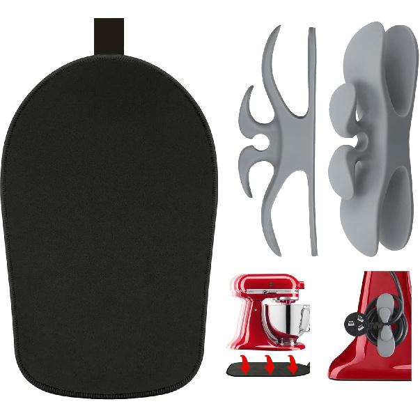 Скользящий коврик для миксера Kitchenaid с 2 черными кухонными аксессуарами, Передвижной слайдер-коврик для стационарного миксера с подъемной чашей 5-8 Qt, Слайдер для кухонной техники
