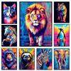 Абстракция Красочные Дикие Животные Картина Холст Осьминог Кошка Обезьяна Лев Граффити Поп-Арт Пойтерс Настенная Живопись Фреска для Домашнего Декора