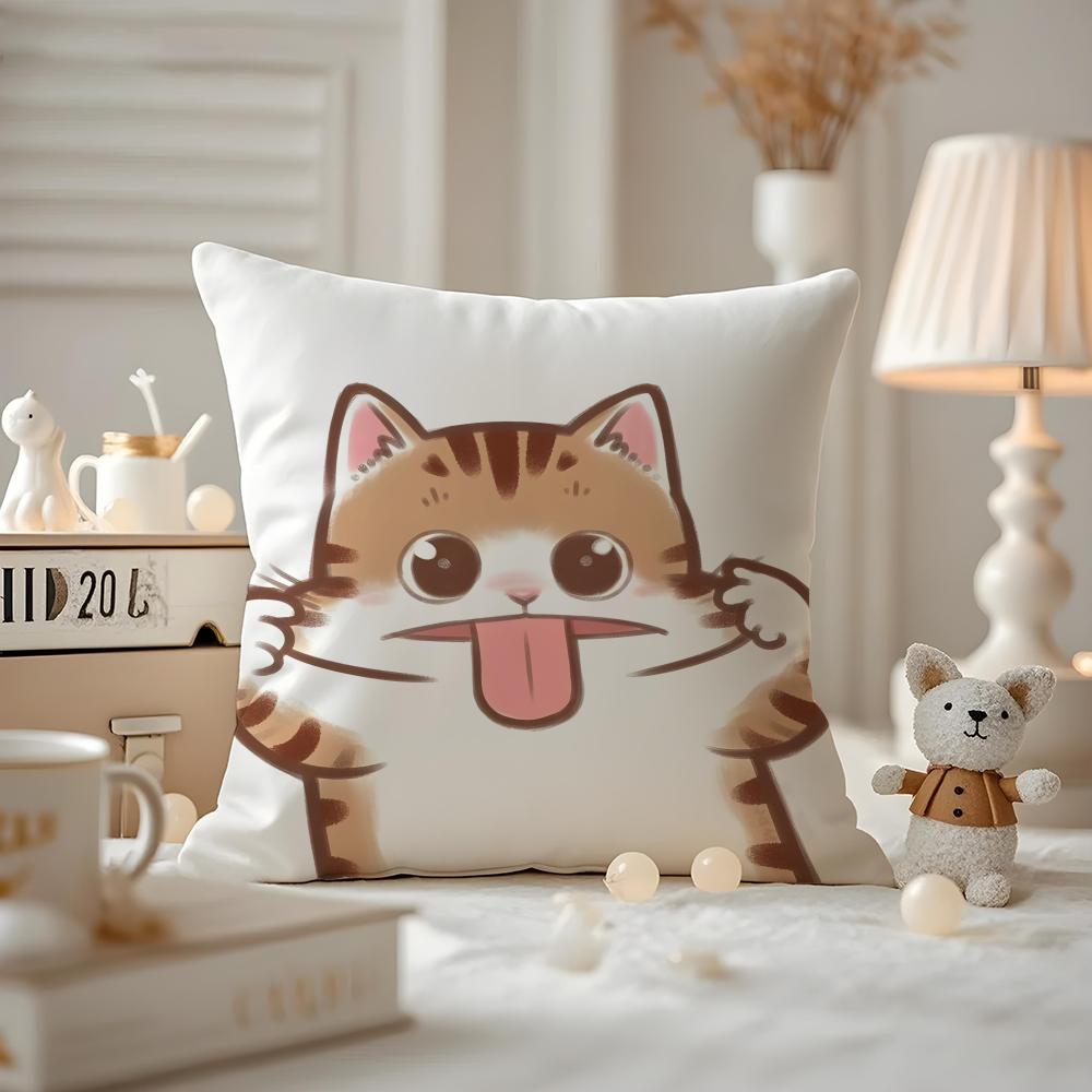 Чехол на подушку с рисунком кота Чехол для подушки против пылевых клещей Невидимая молния шелковистый короткий плюш Чехол на подушку для дивана