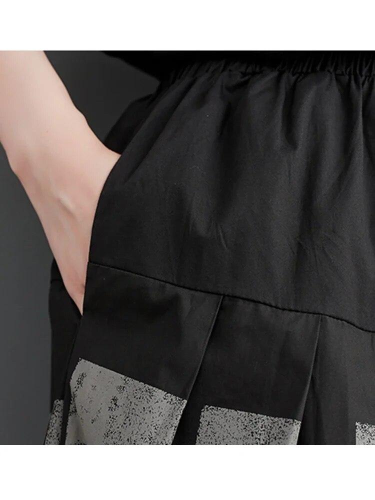 Xitao Свободные брюки до щиколотки, повседневные широкие брюки контрастного цвета HQQ0844