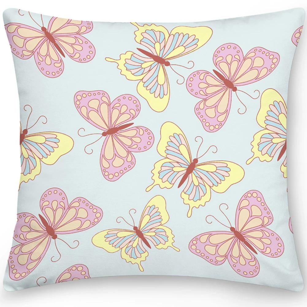 Pillow Office Sofa  Butterfly Print Double Sided  Cover Square Cushion