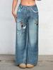 Women's Summer Loose Wide-Leg Jeans with Chain Detail N012