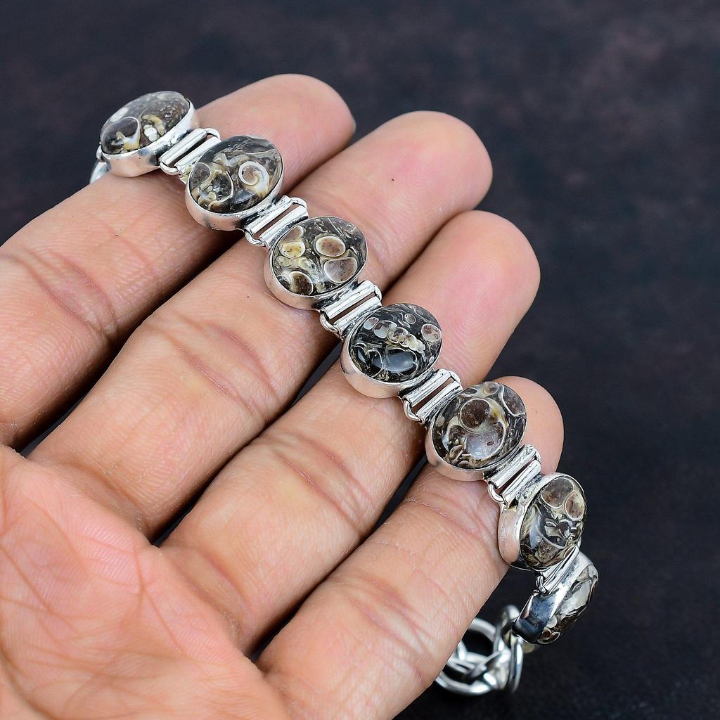 Браслет из агата туррителла, ювелирное изделие из драгоценного камня, браслет из стерлингового серебра 925 пробы, регулируемая цепочка, браслет ручной работы, совершенно новые ювелирные изделия, подарки для женщин