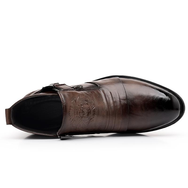 Модная мужская ретро обувь на молнии с головой льва, офисные бизнес лоферы, легкие повседневные ботильоны для мужчин, слипоны, роскошные Mo-32241