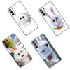 Cute Cartoon Rabbit Black Silicone Phone Case For Samsung Galaxy S23 S21 S20 FE S24 S22 Ultra S10E S10 S9 S8 Plus