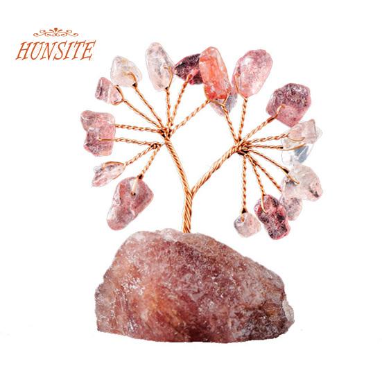 Красочный орнамент из натурального камня с основанием, денежное дерево с положительной целебной энергией