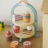 Baby Play House Double Ice Cream Dessert Tower Ice Cream Cabinet Wooden Tea Set Cutting Kitchen Simulation Toys
