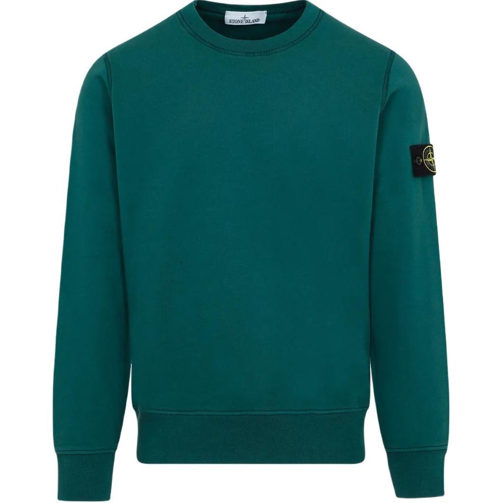 STONE ISLAND Ss25 Однотонный пуловер с круглым вырезом и длинными рукавами, мужской свитшот, темно-зеленый K1S156100044S0051-V0053