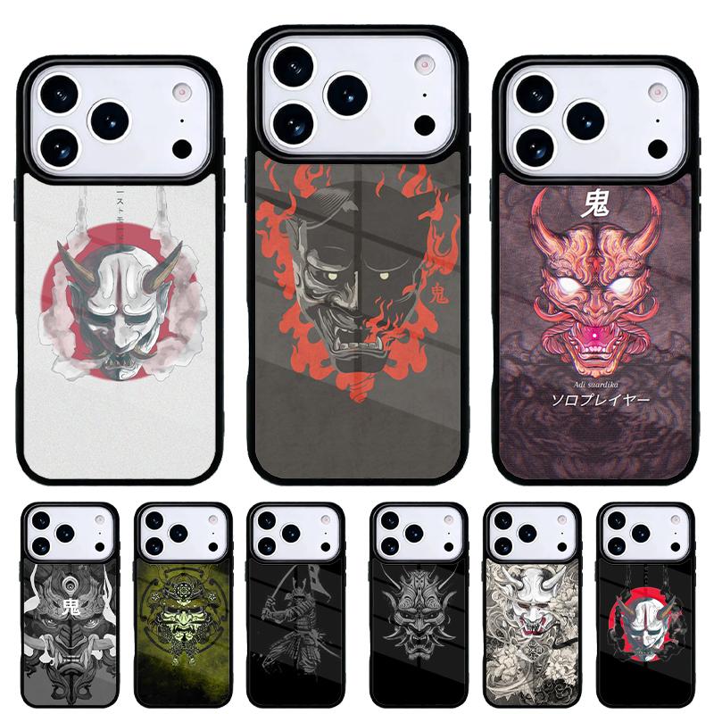 Hannya Demon Oni Phone Case for iPhone 17 16 15 14 13 Pro Max Back Cover for 12 11 Pro Coque