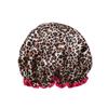 1PC Waterproof Shower Cap Leopard Print Double Layer Elastic Shower Hair Cover Reusable Wave Point Shower Cap Bathroom Supplies