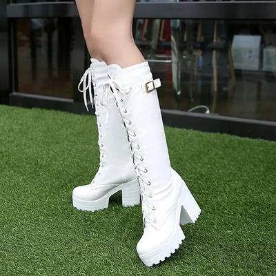 Мода XJRHXJR 2024 Большие размеры 34-43 Сексуальные сапоги на высоком каблуке до колена Женские зимние женские туфли на платформе Добавить меховые зимние сапоги женские