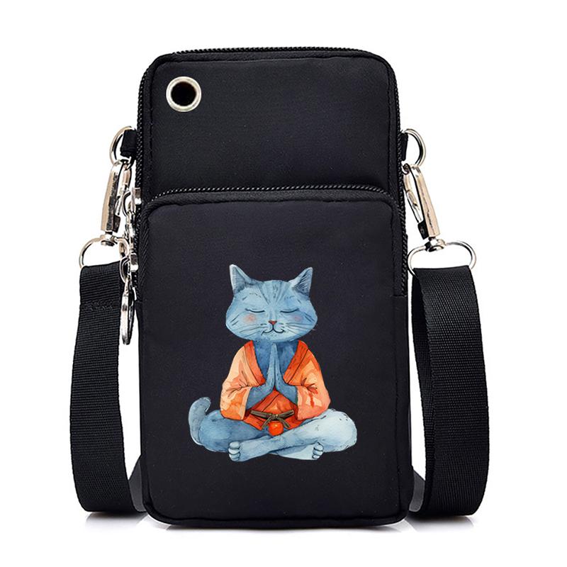 Funny Anime Cat Small Messenger Bag Hanging Neck Coin Purse Vertical Handbag Women Mobile Phone Bags Cartoon Small Crossbody Bag