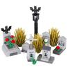 Хэллоуин Сцена Конструктор MOC Кладбище Надгробие Мышь Тыква Машина Вампирский Трон Камин Летучая мышь Свет Свеча Игрушка Подарок A040