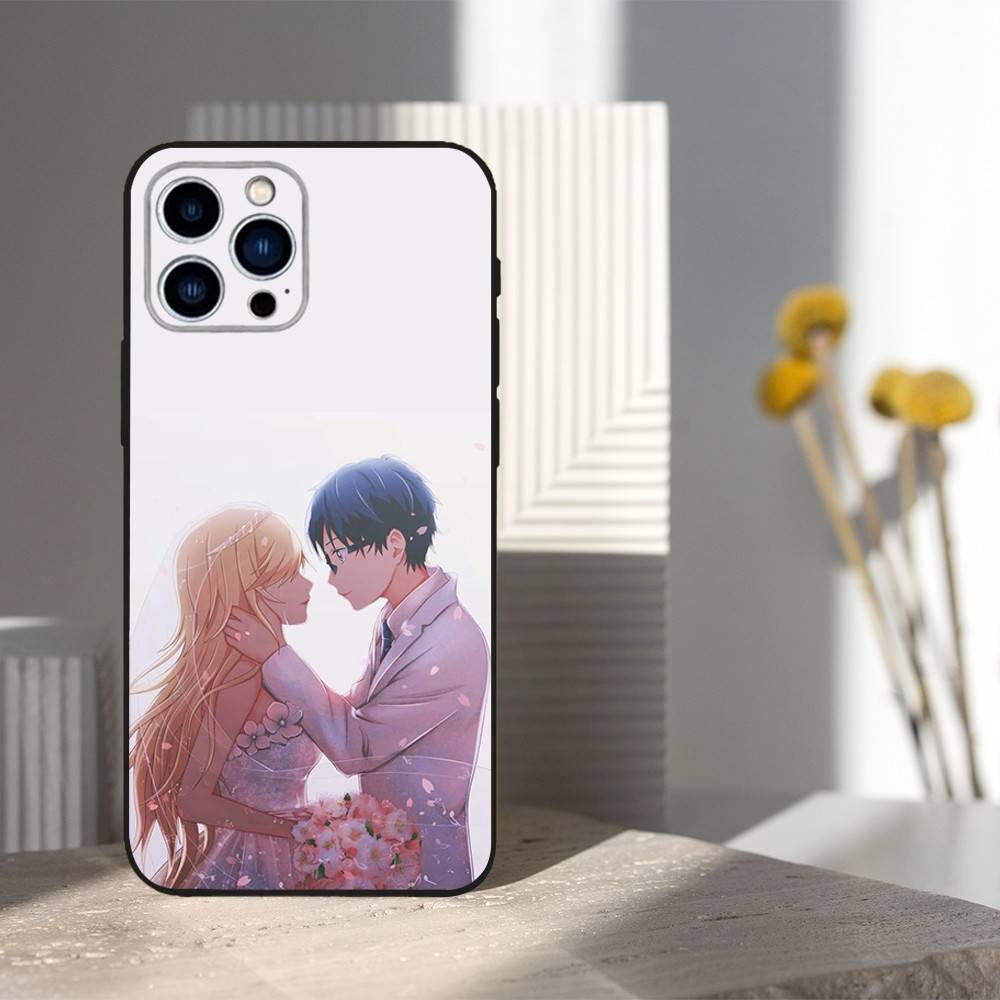 Hot YOUR LIE IN APRIL Comic Phone Case For iPhone 16,15,14,13,12,11 Plus,Pro Max,XS,X,XR,SE,Mini,8,7,Soft Silicone Black Cover
