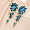 Fashion Rhinestone Flower Tassel Earrings Elegant Exaggerated Dangle Drop Earrings For Women Versatile Jewelry