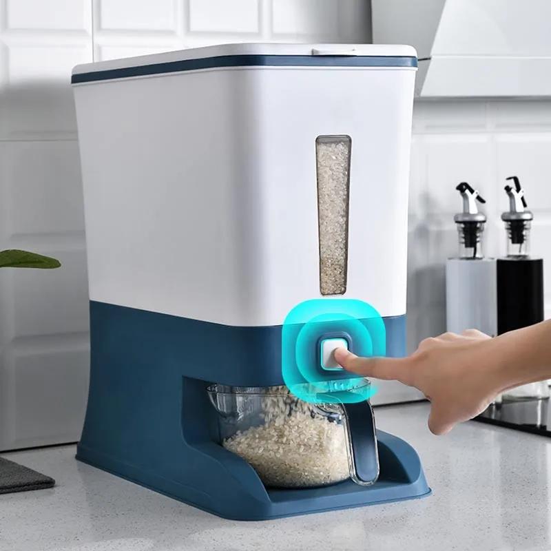 Большой герметичный контейнер для риса на 10 кг, кухонный герметичный ящик для хранения круп и злаков, защита от насекомых и влаги