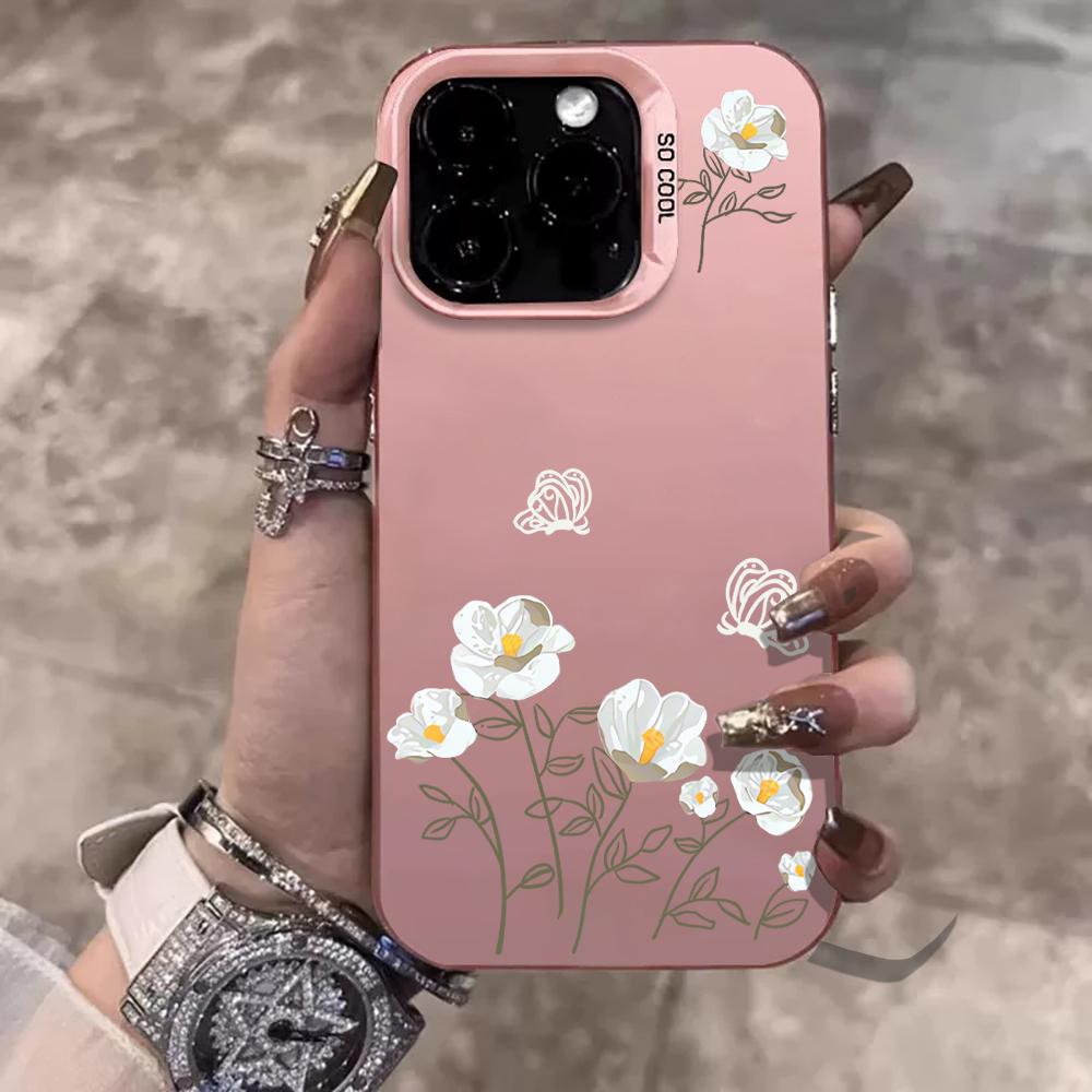Vintage Floral Butterfly IMD Phone Case For iPhone 17 Air 16 E 15 14 13 12 11 Pro Max 8 Plus X Shockproof Protective Frame Cover
