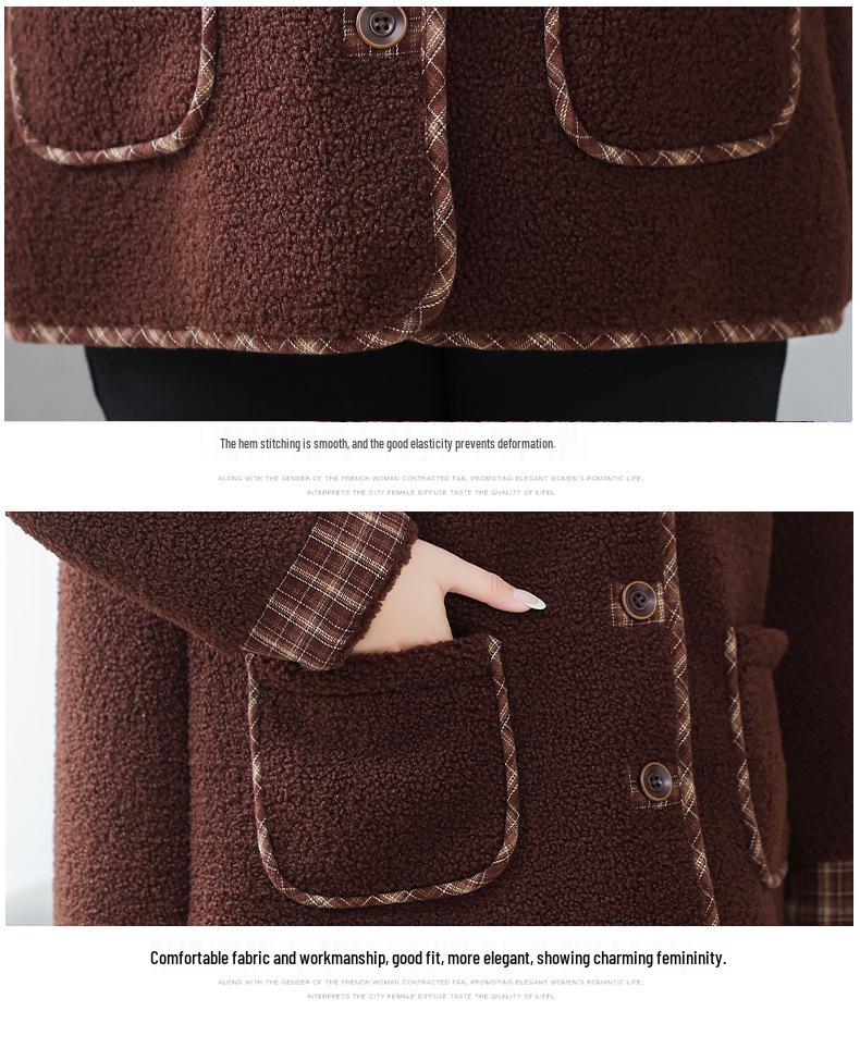 Зимняя куртка из овчины и флиса большого размера для женщин среднего и пожилого возраста