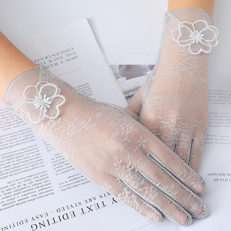 Солнцезащитные перчатки для женщин на весну и лето, кружевные тонкие перчатки с сенсорным экраном для вождения, дышащие солнцезащитные перчатки для велоспорта на открытом воздухе