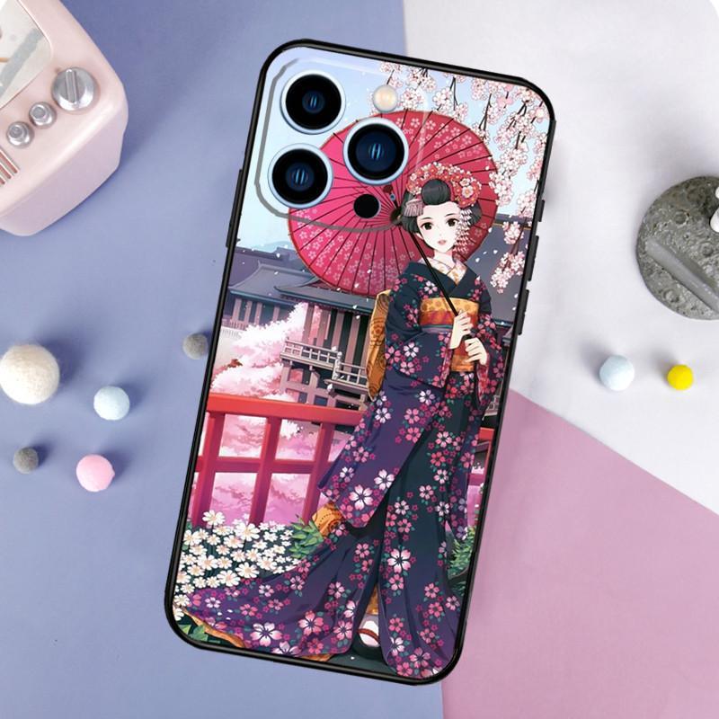 Чехол для мобильного телефона Apple IPhone15, чехол для мобильного телефона с японской анимацией Geisha, защитный чехол от падения с рисунком, защитный чехол для мобильного телефона Huawei