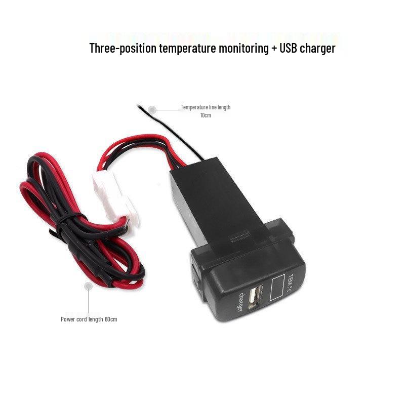 Автомобильное зарядное устройство Mitsubishi с USB, индикатором напряжения и температуры