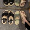 Two Sandals for Women's Summer Wear 2025 New Ins Trendy with Skirt Thick-soled Fairy Style Student Flat Slippers