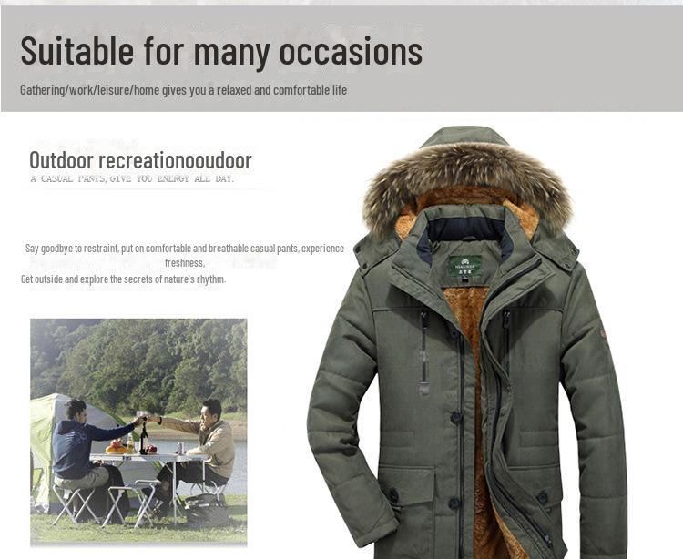 Мужская куртка средней и большой длины из бархата и хлопка 7176 для людей среднего и пожилого возраста