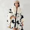 11 Colors Women Faux Rabbit Fur Winter Poncho Cappa Thick Warm Leopard Animal Printed Cloak Batwing Sleeves Flannel Loose Coat