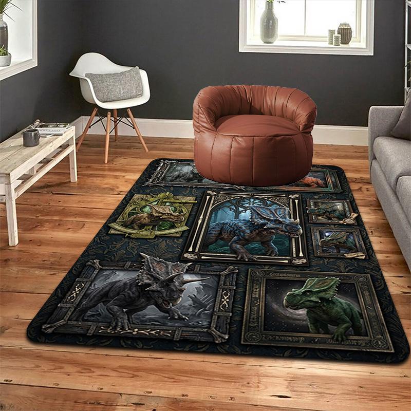 Dinosaur Collection Pattern Rug Floor Mat for Living Room or Bedroom Soft and Comfortable Carpet a Gift for Birthday and Holiday.