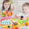 Button Moon Play Kitchen Toys with Educational DIY Passes Food Sanitation Play Cooking Pretend Play Set, 60PCS, Basket, Toys, Children, Fruits,
