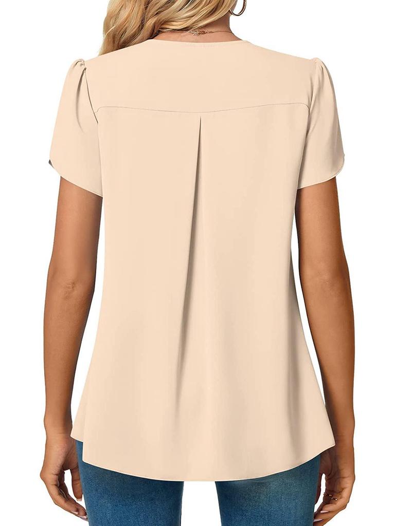 Летняя женская рубашка 2023 года с V-образным вырезом и рукавами-лепестками