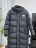 Унисекс длинная толстая пуховая куртка North Face: Зимнее пальто выше колена, водонепроницаемое, с капюшоном