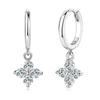 Lab Grown Diamond Earrings 3mm 0.1CT Silver Moissanite 925 Original Four Leaf Clover Hoop Earrings With GRA Certificate