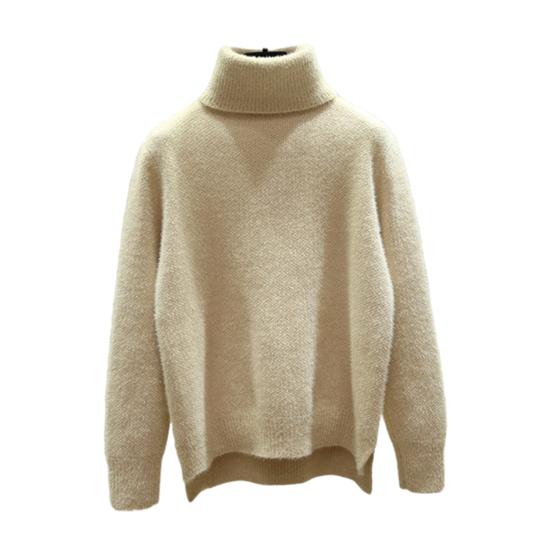 Long Knitting Sweater Turtleneck Women Tops Side Sleeve Thickened Knitting Split Hem Imitation Mink Pullover Sweater