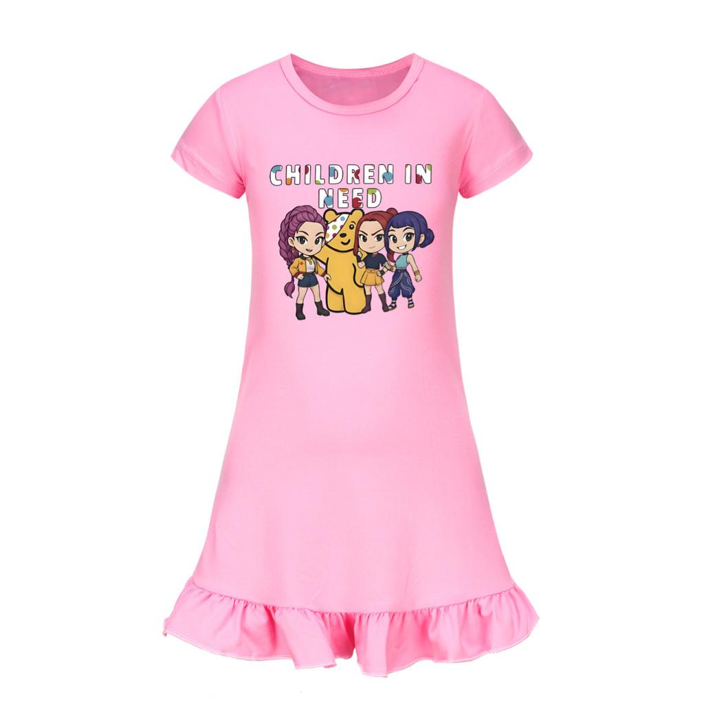 5103 Детское Платье для Девочек Мира Зои Руми с Принтом и Рюшами, с Короткими Рукавами, Повседневное