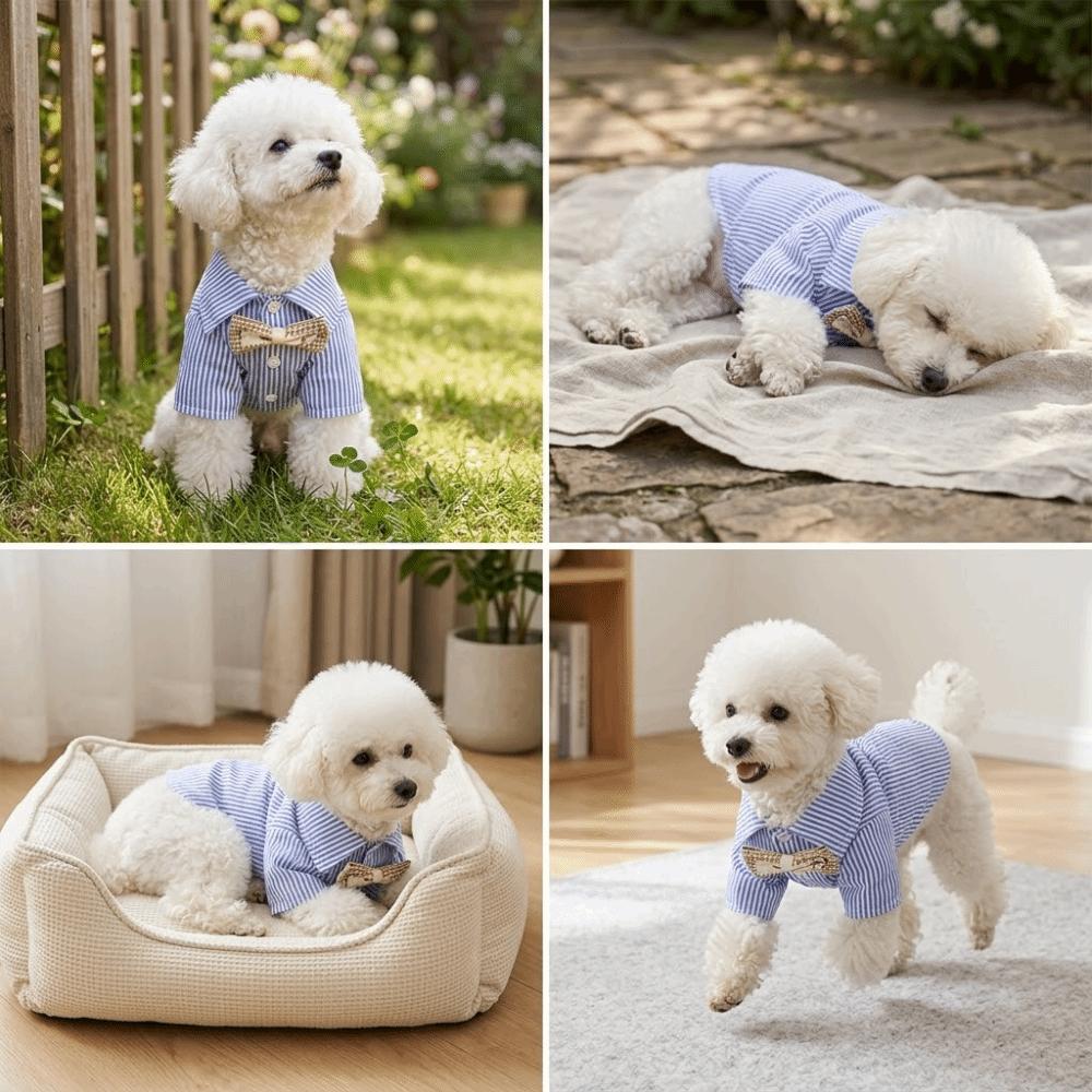 Striped Pattern Pet Clothes Thin Lightweight Canine Apparel Small Breed Dog Shirt Home Leisure