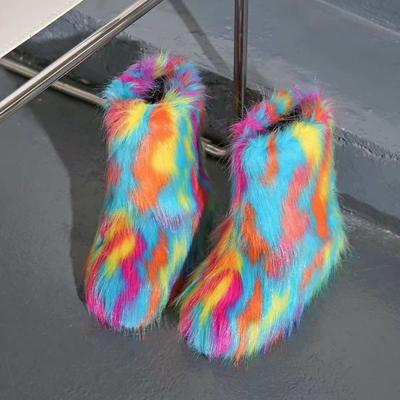 Новый стиль плюшевые полусапоги-дутики женские большого размера пушистые женские сапоги