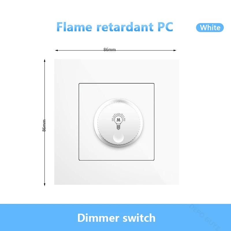 86 Тип ЕС, стандарт Великобритании, одинарный диммер, настенный выключатель света, черная/белая/серая пластиковая панель, настенный переключатель скорости вращения вентилятора