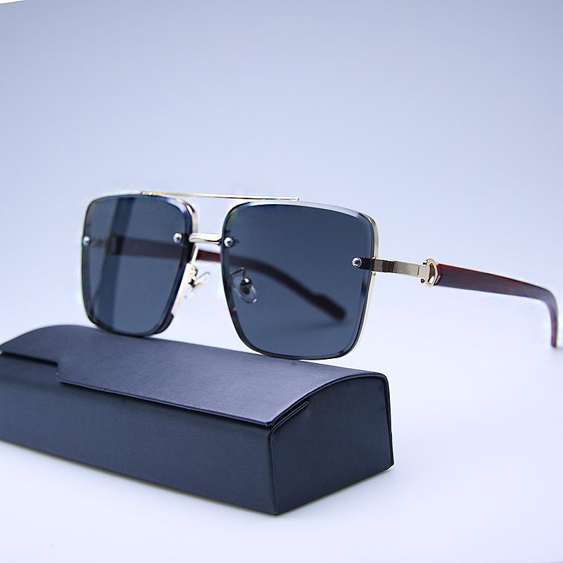 Double beam metal trimmed European and American fashion atmosphere men's square sunglasses driver driving women's outdoor sunglasses