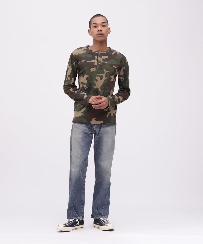 AVIREX DAILY RIB LONG SLEEVE NECK T-SHIRT(WEB Exclusive) CAMOUFLAGE men's XL olive camouflage 783-5930020
