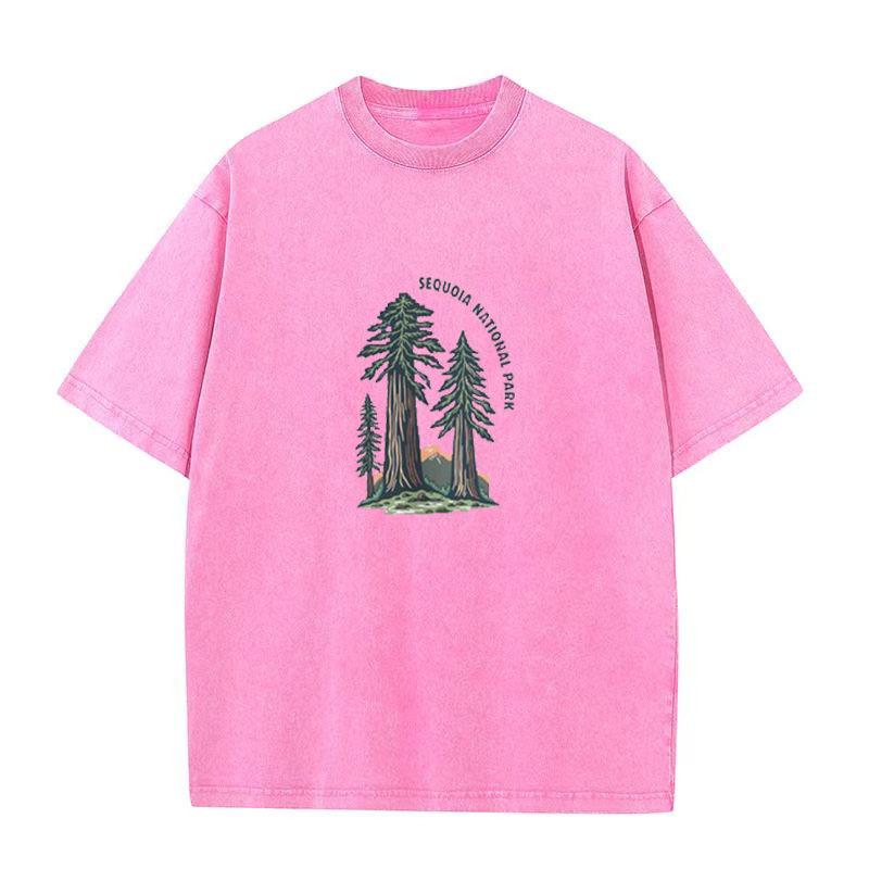 Футболка с коротким рукавом в стиле хип-хоп, потертая, старая, с принтом ели, с потертыми короткими рукавами для мужчин и женщин с одинаковыми короткими рукавами
