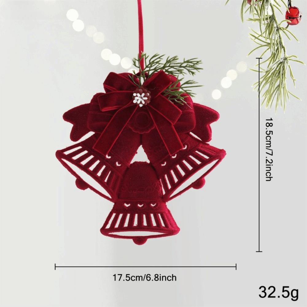 Plastic Tree Topper Wine Red Color Xmas Bell Festive Vibe Hanging Bauble Xmas Tree Decor
