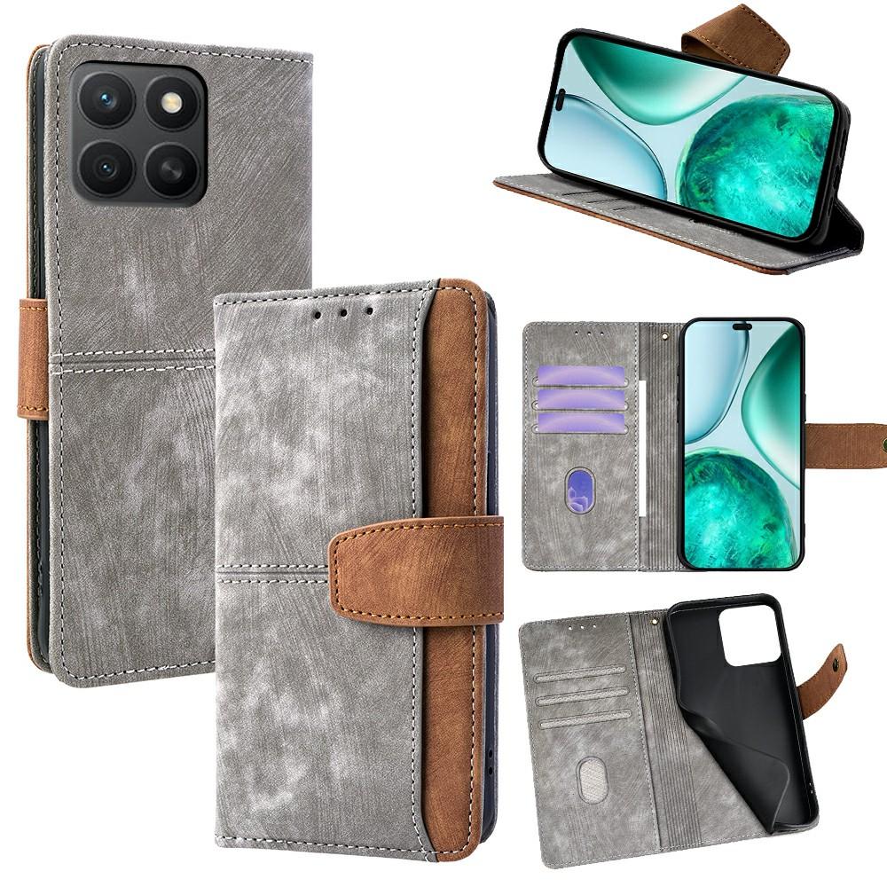 For Honor X8c 4G Case RFID Blocking Color Splicing PU Leather Wallet Phone Cover