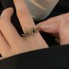 Ретро кольцо полое бабочка корона форма горный хрусталь декор темный прохладный стиль сплав штабелирование