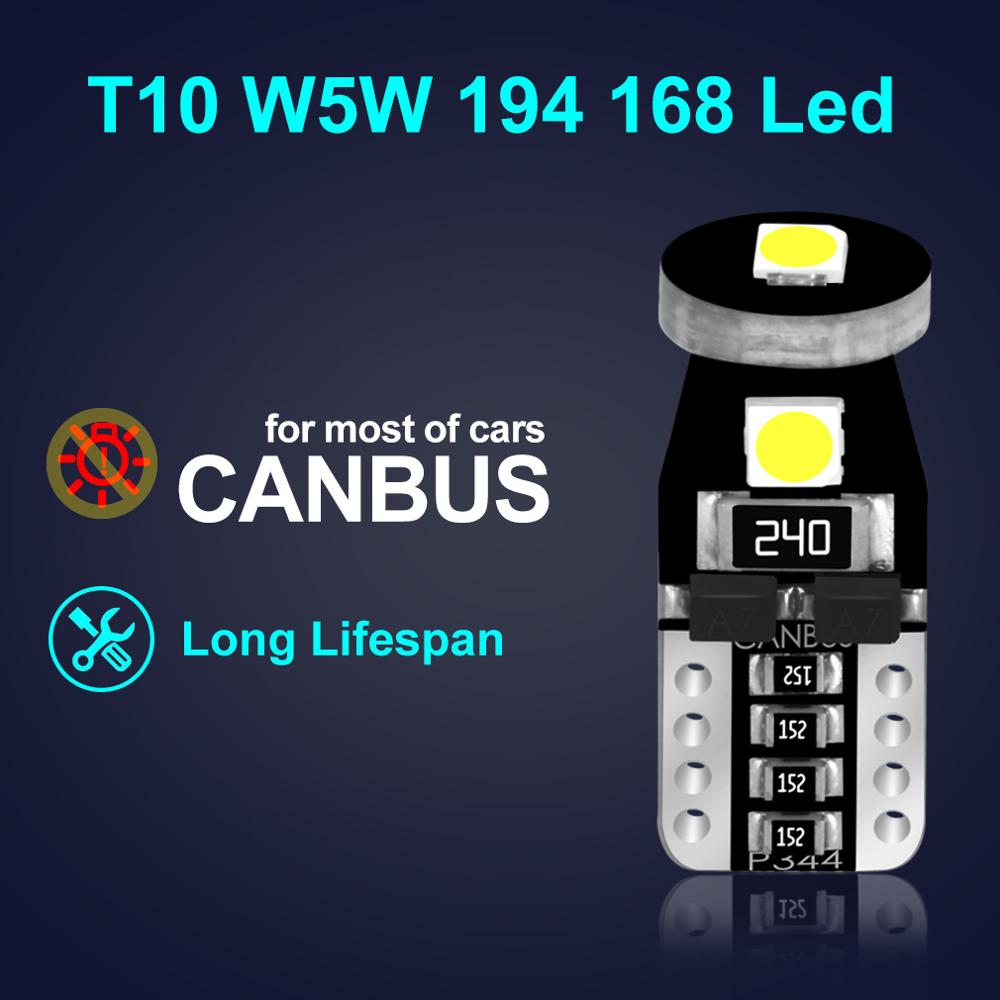 10X T10 Led W5W Car Led Bulbs 3030 6000K Canbus White Car Outline Light Signal Lamp Dome Reading License Plate Light Auto Interior Lights 12V