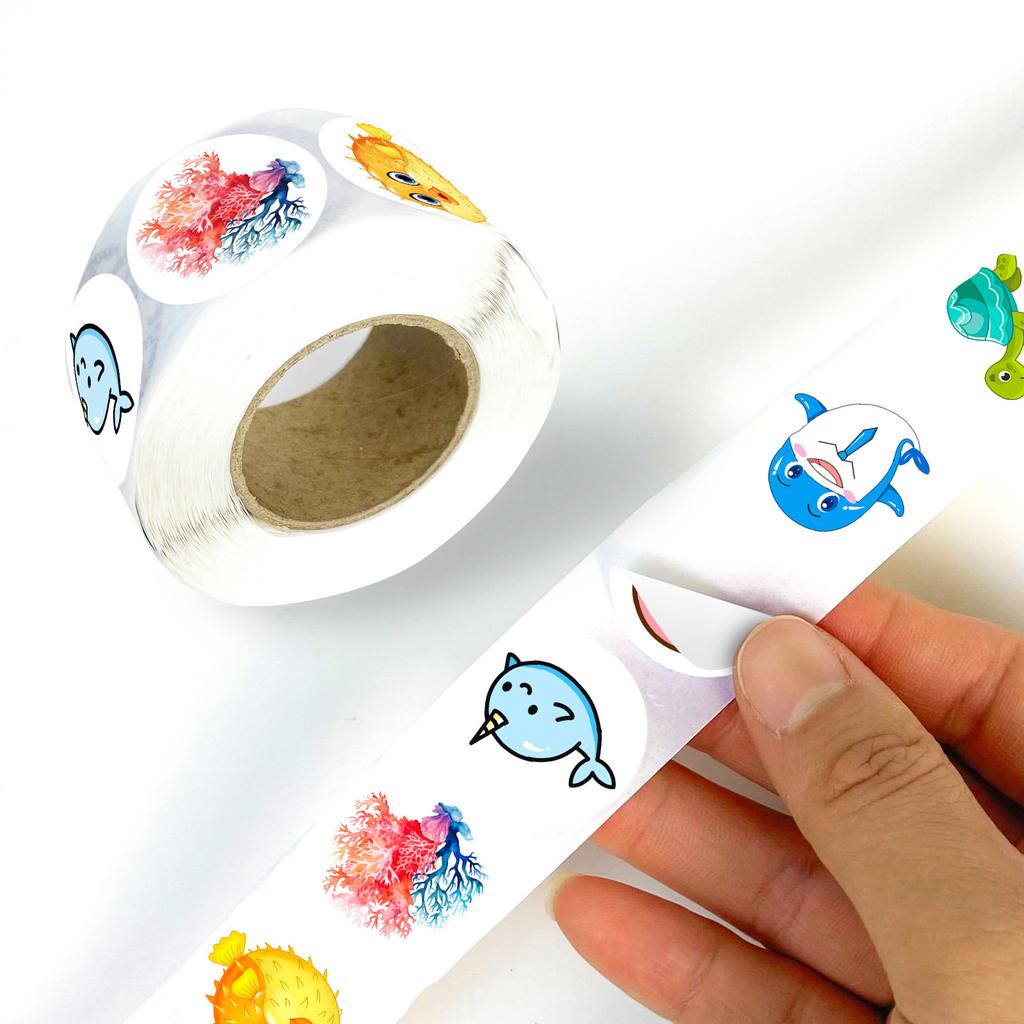 500 Sheets/Roll Underwater Creatures Graffiti Stickers Children Reward Cartoon Stickers