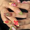 10Pcs 3D Floral Press-on Nails Thick Reusable Fake Nails with Gel Design