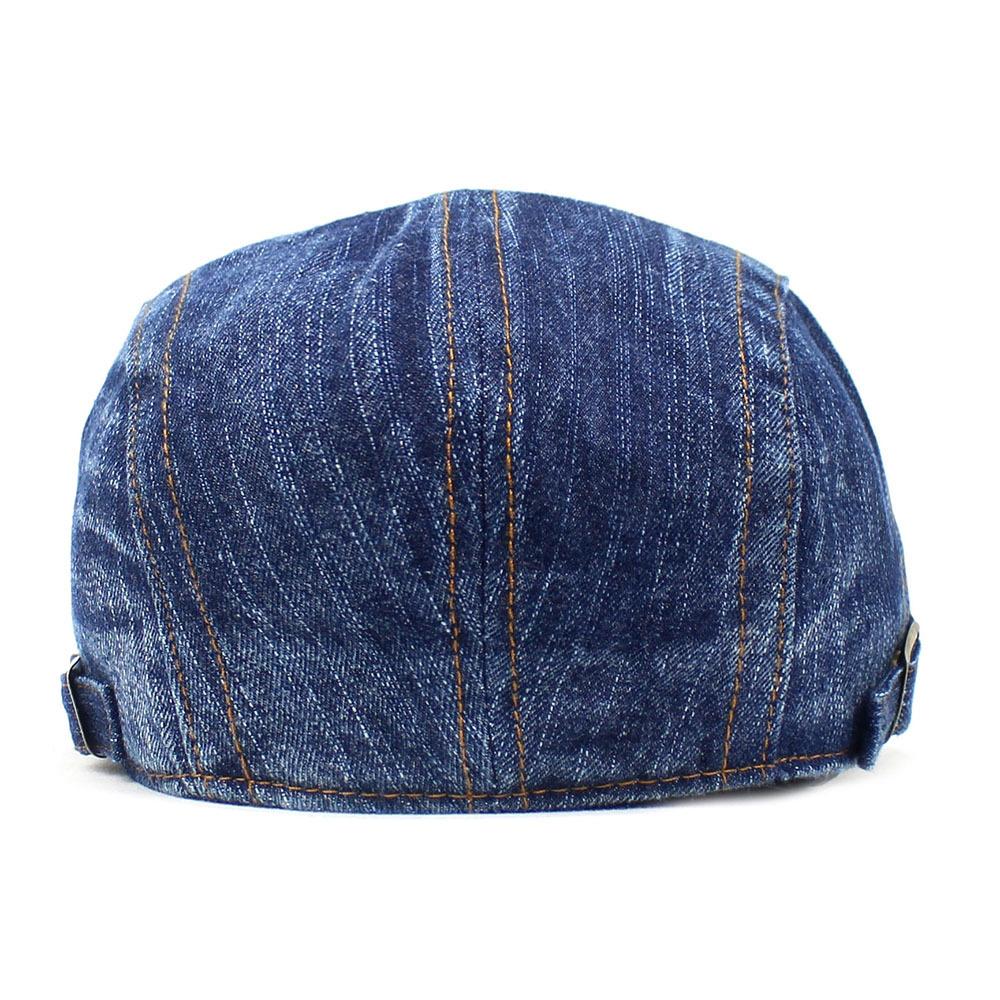 Синий джинсовый берет для мужчин и женщин, модная хлопковая шляпа с загнутыми полями и кепкой с язычком, повседневная кепка Eight Forward